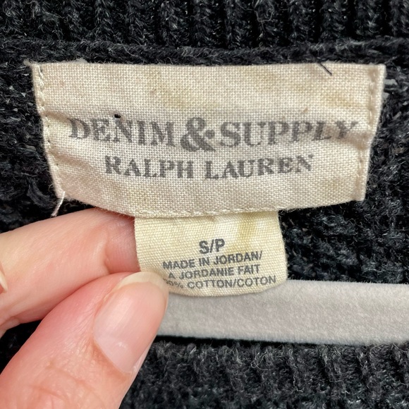 Denim & Supply Ralph Lauren Cotton Cable Knit Charcoal Gray Sweater Size Small - Picture 5 of 7